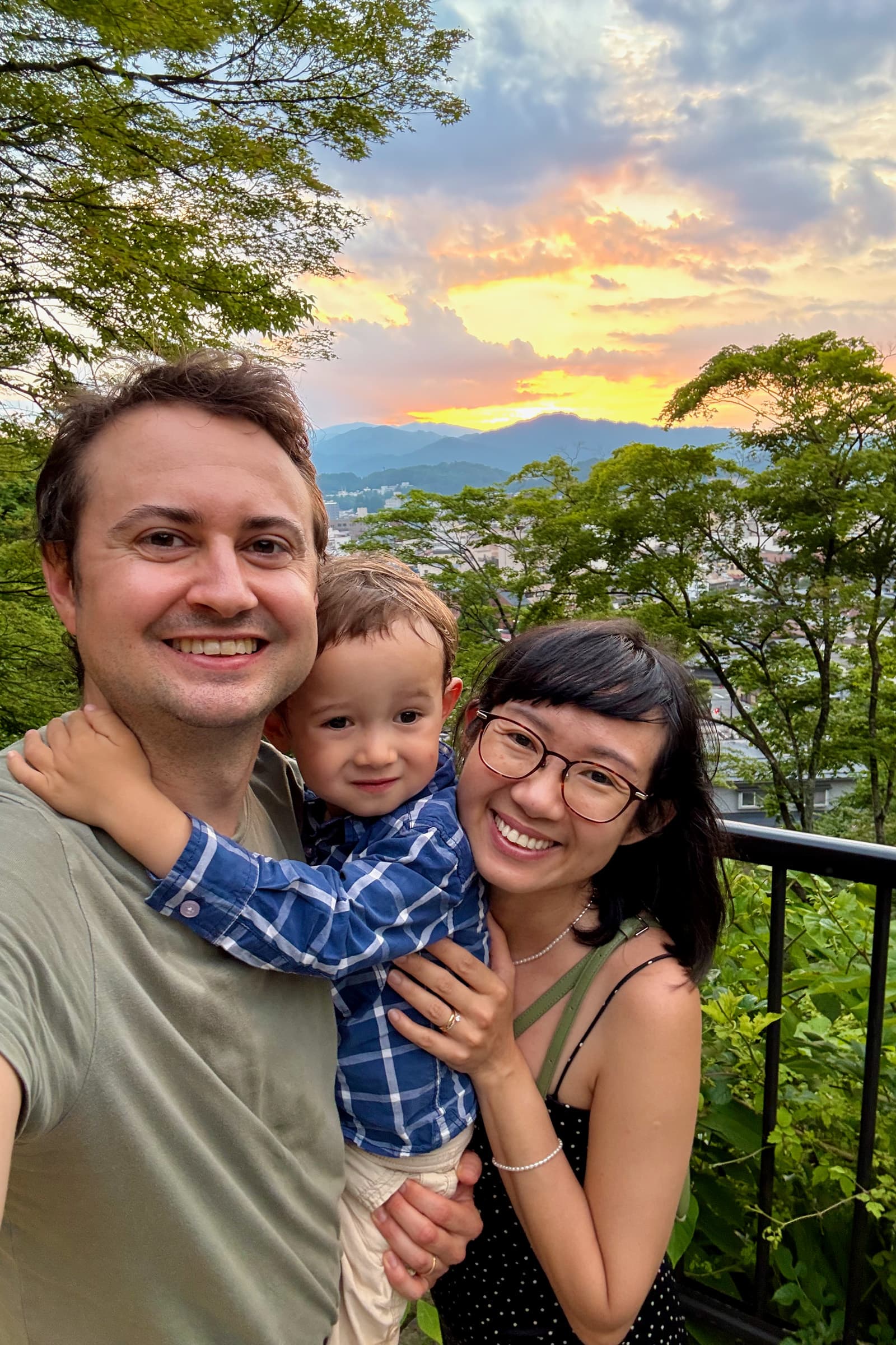 Enjoying the sunset over Takayama.
